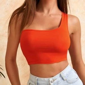 One Shoulder Form Fitted Crop top